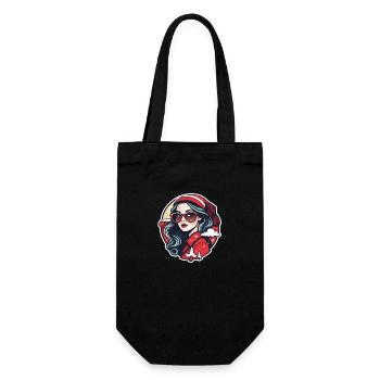 Girl Christmas Illustration - Gift Bag for Bottles - black - Front