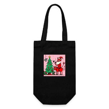 Devil Christmas Cartoon - Gift Bag for Bottles - black - Front