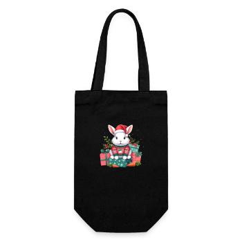 Cute Christmas Rabbit - Gift Bag for Bottles - black - Front