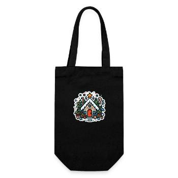 Festive Delight: Christmas House - Gift Bag for Bottles - black - Front