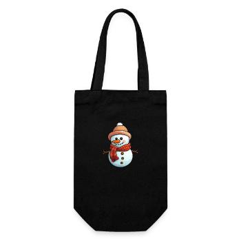 Bonhomme de neige avec chapeau et écharpe - Sac à bouteille - noir - Devant
