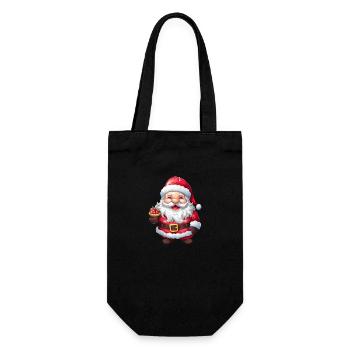 Santa Claus with beard, hat and candy - Gift Bag for Bottles - black - Front