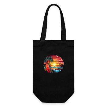 Magical beach by the sea with palm trees and waves - Gift Bag for Bottles - black - Front