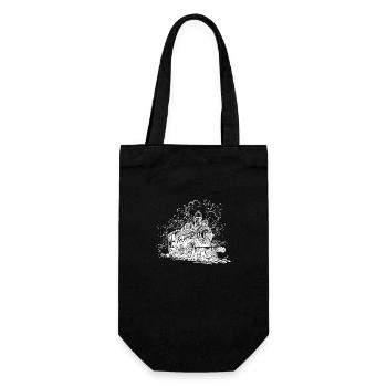 Smoking steam locomotive on tracks under steam - Gift Bag for Bottles - black - Front