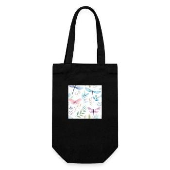 Libelle in Aquarellfarben - Geschenkbeutel für Flaschen - Schwarz - Vorne
