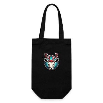 Reindeer Christmas Illustration - Gift Bag for Bottles - black - Front