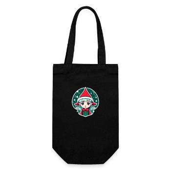 Elf Christmas Illustration - Gift Bag for Bottles - black - Front