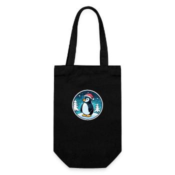 Pinguin Weihnachten Illustration - Geschenkbeutel für Flaschen - Schwarz - Vorne
