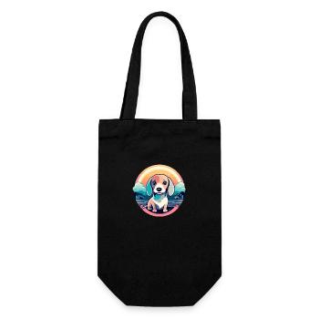 Dackel Hund Illustration - Geschenkbeutel für Flaschen - Schwarz - Vorne