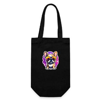 French Bulldog Dog Illustration - Gift Bag for Bottles - black - Front
