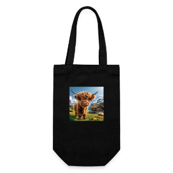 Vache Highland, encore plus mignonne et plus douce - Sac à bouteille - noir - Devant