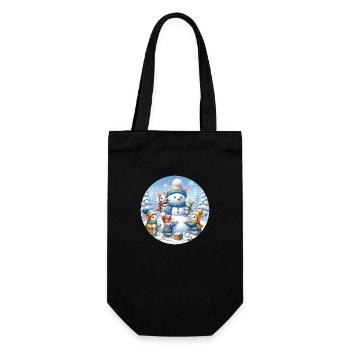 Mice build snowman - Gift Bag for Bottles - black - Front