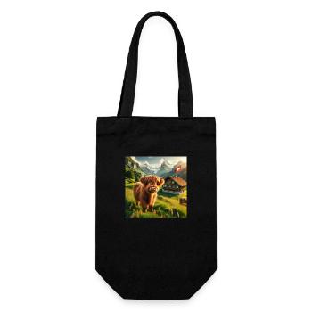 Highland cow in a picturesque Swiss landscape - Gift Bag for Bottles - black - Front