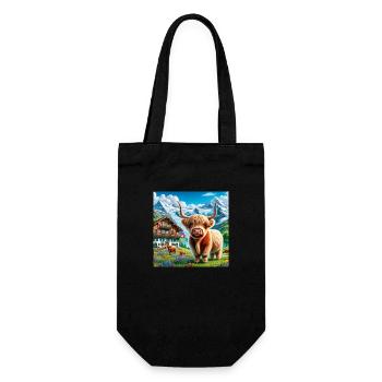 A delightful Highland cow - Geschenkbeutel für Flaschen - Schwarz - Vorne