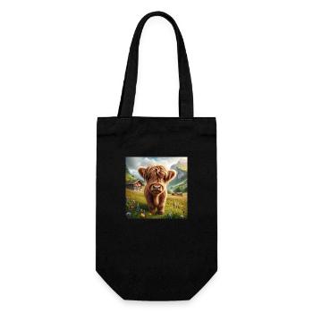 Highland cow in a Swiss setting - Geschenkbeutel für Flaschen - Schwarz - Vorne