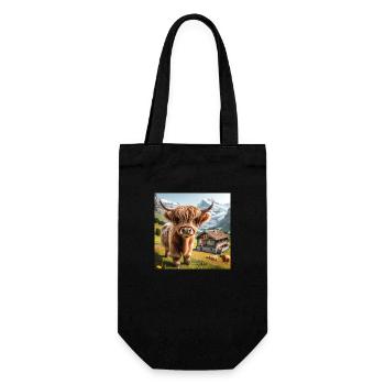 Highland cow with long shaggy fur - Geschenkbeutel für Flaschen - Schwarz - Vorne