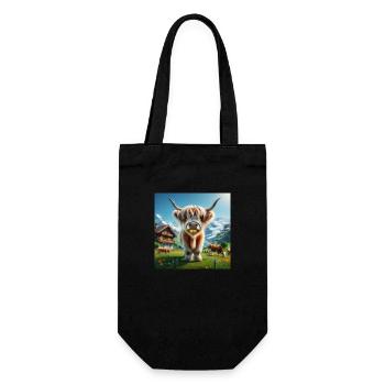 Highland cow with large impressive horns - Geschenkbeutel für Flaschen - Schwarz - Vorne