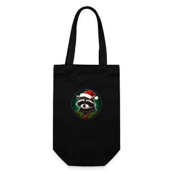 Mignon raton laveur père noël souhaite joyeux Noël - Sac à bouteille - noir - Devant