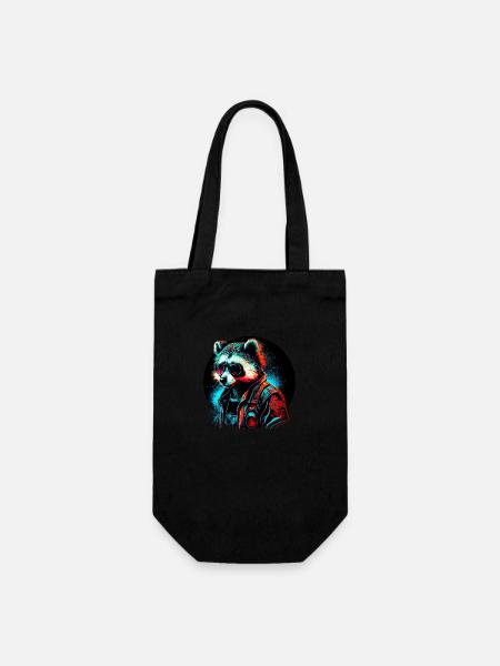 Cyber raccoon - Gift Bag for Bottles - black