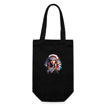 Inspiration für indianische tapfere Krieger der amerikanischen Ureinwohner - Geschenkbeutel für Flaschen - Schwarz - Vorne