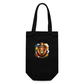 Lion avec chapeau - Sac à bouteille - noir - Devant