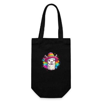 Lama de dessin animé coloré : - Sac à bouteille - noir - Devant