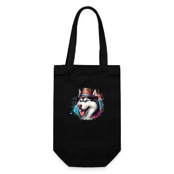 Tête de husky avec chapeau - Sac à bouteille - noir - Devant
