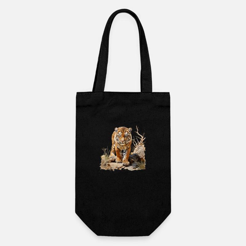 Le motif rayé rend un tigre célèbre - Sac à bouteille - noir