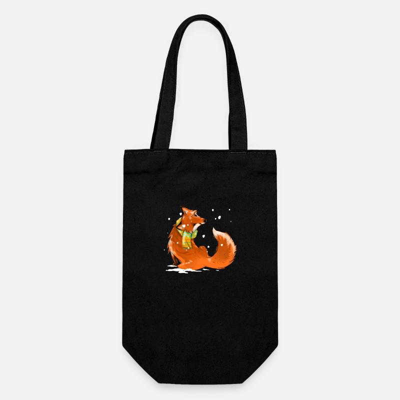 Fuchs im Schnee - Geschenkbeutel für Flaschen - Schwarz