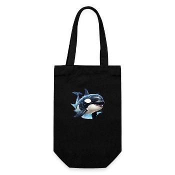 Orcas gehören zu den intelligenten Meeresbewohner - Geschenkbeutel für Flaschen - Schwarz - Vorne