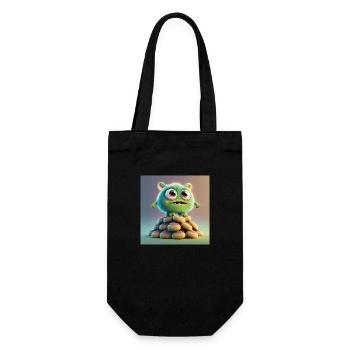 cute monster scary funny spooky sitting on a heap - Gift Bag for Bottles - black - Front