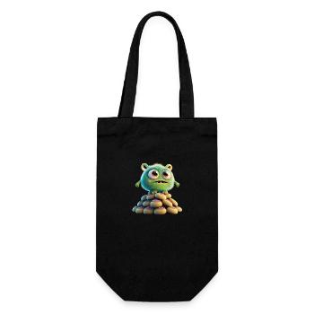 cute monster scary funny spooky sitting on a heap - Gift Bag for Bottles - black - Front