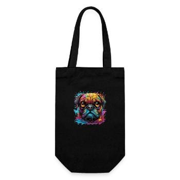 Mops in verschiedenen Farben - Geschenkbeutel für Flaschen - Schwarz - Vorne