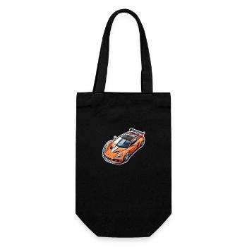 Orange Rennmaschine / Sportwagen - Geschenkbeutel für Flaschen - Schwarz - Vorne