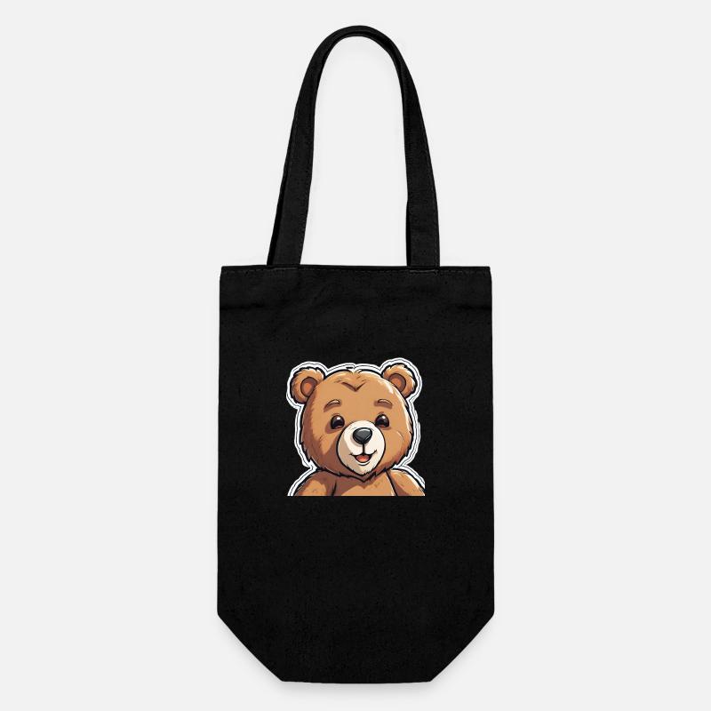 Fröhlicher Teddybär - Geschenkbeutel für Flaschen - Schwarz