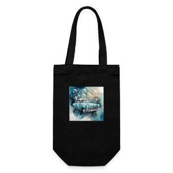 Vieille voiture avec des bulles de savon à l’aquarelle. - Sac à bouteille - noir - Devant