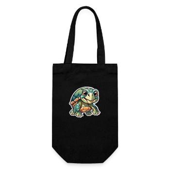 Jeune tortue joyeuse - Sac à bouteille - noir - Devant