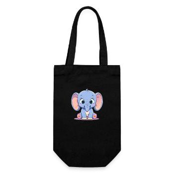 éléphant mignon - Sac à bouteille - noir - Devant