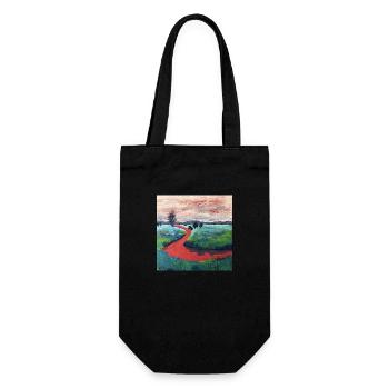 roter Flussverlauf - Geschenkbeutel für Flaschen - Schwarz - Vorne