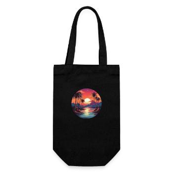 Vintage coucher de soleil graphique des années 70 Retrowave Illustration - Sac à bouteille - noir - Devant