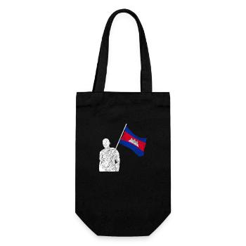 Kambodscha Tempel Khmer Vintage Flagge I Geschenk - Geschenkbeutel für Flaschen - Schwarz - Vorne