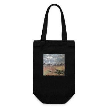 Landschaft mit Bergen - Geschenkbeutel für Flaschen - Schwarz - Vorne