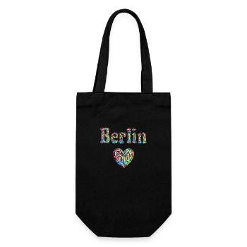 Ein Herz für Berlin - Geschenkbeutel für Flaschen - Schwarz - Vorne