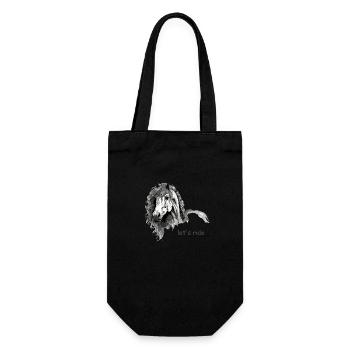 Pferdeportrait in schwarz-weiß - Geschenkbeutel für Flaschen - Schwarz - Vorne