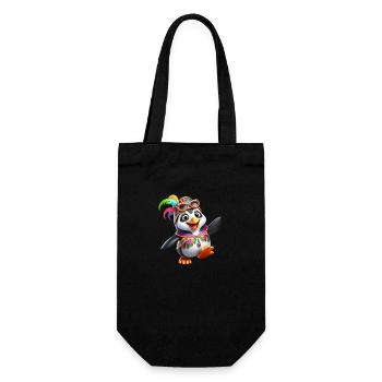Karneval Pinguin - Geschenkbeutel für Flaschen - Schwarz - Vorne