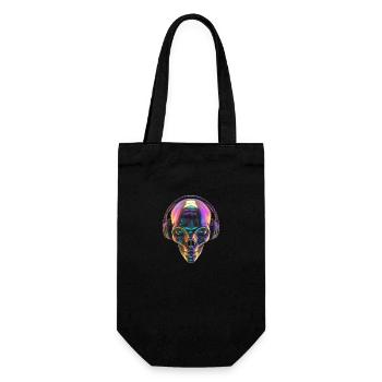 Chromatischer Alien-Kopf mit Kopfhörern - Geschenkbeutel für Flaschen - Schwarz - Vorne