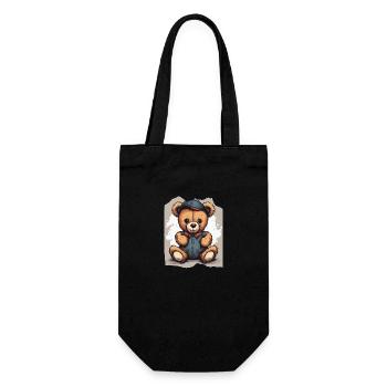 Denim Darling Teddybär Niedliche entzückende Mädchen Geschenk - Geschenkbeutel für Flaschen - Schwarz - Vorne