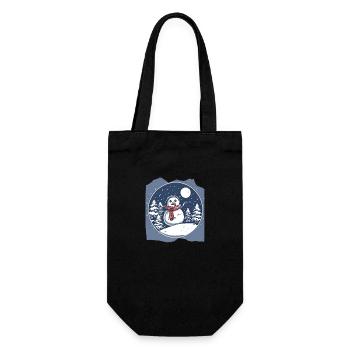 Frosty Wonderland Snowman Snowy Winter Night Scene - Gift Bag for Bottles - black - Front