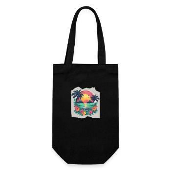 Tropical Paradise Escape Palm Trees Sunset Sunrise - Gift Bag for Bottles - black - Front