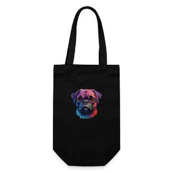 Mops in verschiedenen Farben - Geschenkbeutel für Flaschen - Schwarz - Vorne